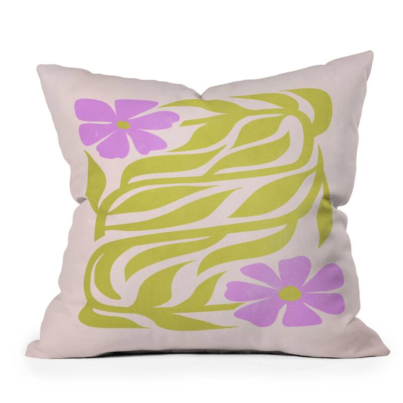 Ayeyokp Lilac Lime Les Fleurs Flower Made To Order Outdoor Throw Pillow
